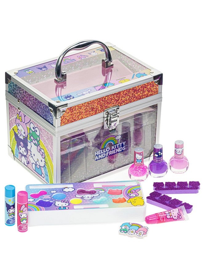 Hello Kitty & Friends Townley Girl Train Case Makeup Set For Kids Includes Lip Gloss Eye Shimmer Nail Polish Brushes And More! Perfect For Parties Sleepovers And Makeovers. Nontoxic Ages 3+