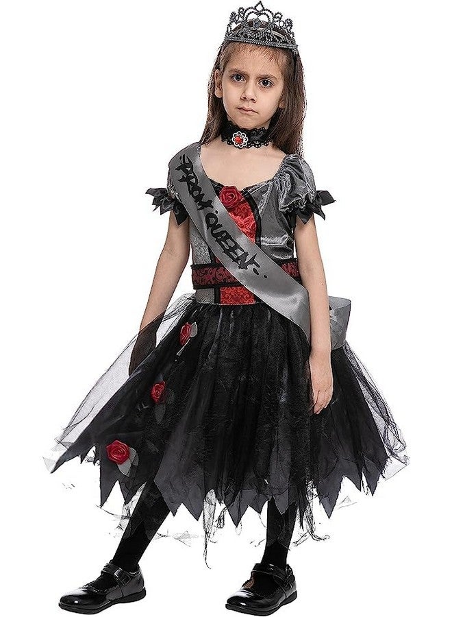 Halloween Child Girl Zombie Princess Costume Zombie Prom Queen Costume For Roleplaying Partym(810Yr)