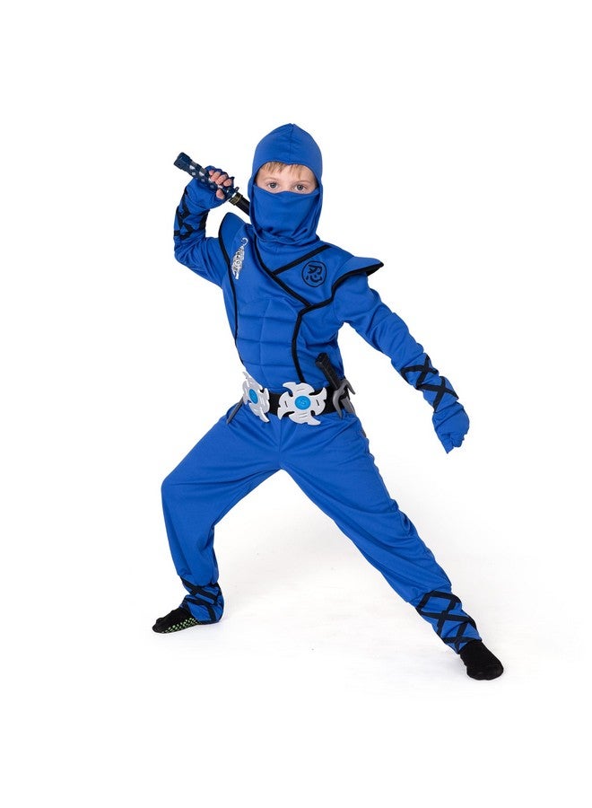 Blue Ninja Costume For Kids Deluxe Ninja Costume For Boys Halloween Ninja Costume Dress Up (Blue Large(1012 Yrs))