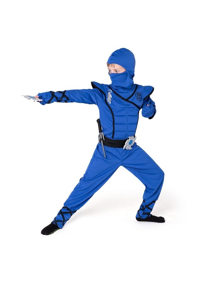 Blue Ninja Costume For Kids Deluxe Ninja Costume For Boys Halloween Ninja Costume Dress Up (Blue Large(1012 Yrs))