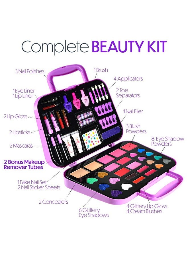 Makeup Kit For Girls 51 Pcs Pretend Makeup Set For Kids Real Makeup Toys For Girls Non Toxic Princess Toys For Girls Birthday Gift For 3 4 5 6 7 8 9 10 Years Old Children