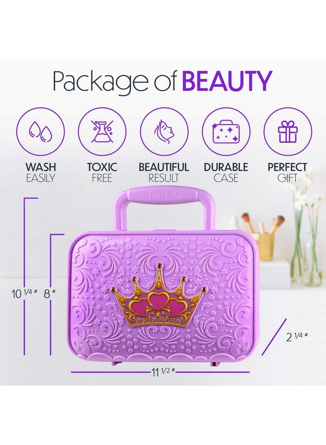 Makeup Kit For Girls 51 Pcs Pretend Makeup Set For Kids Real Makeup Toys For Girls Non Toxic Princess Toys For Girls Birthday Gift For 3 4 5 6 7 8 9 10 Years Old Children