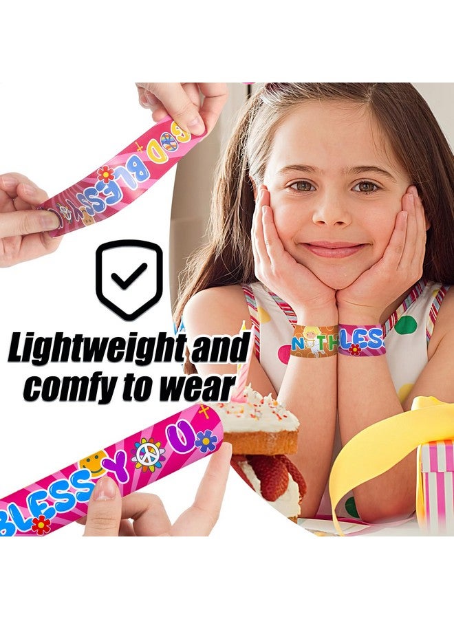 64Pcs Christian Slap Bracelets Bible Verses Religious Slap Bracelets Snap Wristbands For Kids Sunday School Gifts Classroom Prizes