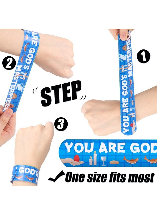 64Pcs Christian Slap Bracelets Bible Verses Religious Slap Bracelets Snap Wristbands For Kids Sunday School Gifts Classroom Prizes