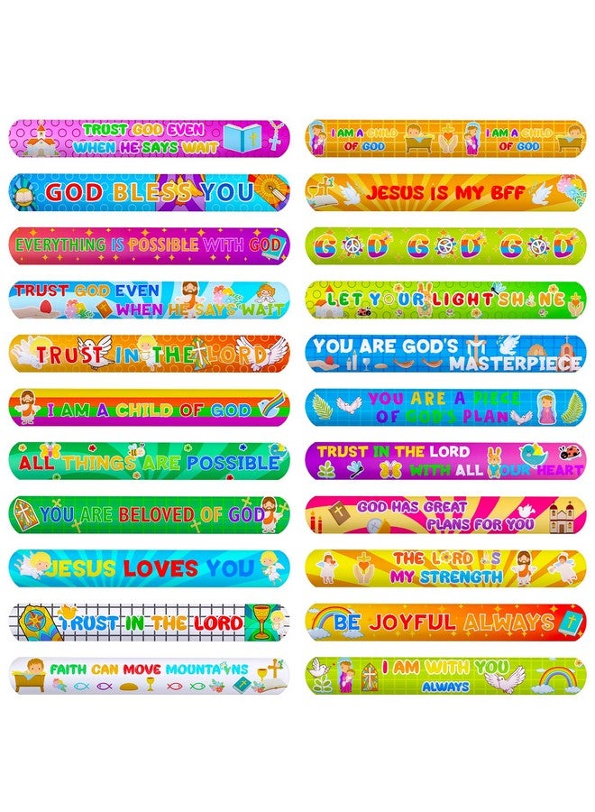 64Pcs Christian Slap Bracelets Bible Verses Religious Slap Bracelets Snap Wristbands For Kids Sunday School Gifts Classroom Prizes