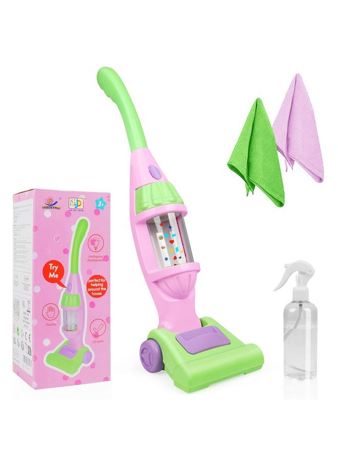 Kids Vacuum Cleaner Toy For Toddler Pink Toy Vacuum Cleaner With Light & Realistic Sounds Pretend Role Play Household House Keeping Kids Cleaning Set Playing Learning Toys For Children Girls Boys