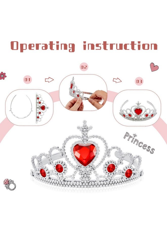 7 Set Princess Jewelry Girl Dress Up Jewelry Princess Pretend Toy Jewelry Set With Necklace Bracelet Crown Princess Costume Jewelry For Girl Tea Party Princess Costume