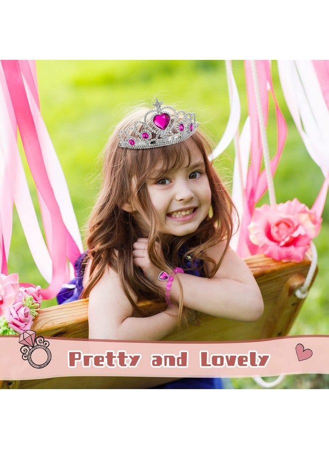 7 Set Princess Jewelry Girl Dress Up Jewelry Princess Pretend Toy Jewelry Set With Necklace Bracelet Crown Princess Costume Jewelry For Girl Tea Party Princess Costume