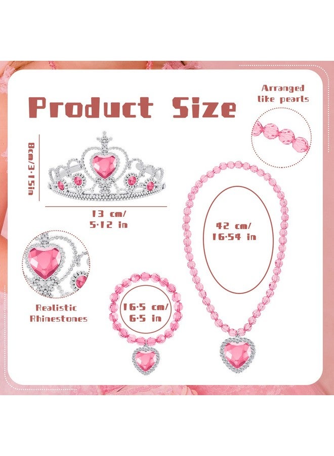 7 Set Princess Jewelry Girl Dress Up Jewelry Princess Pretend Toy Jewelry Set With Necklace Bracelet Crown Princess Costume Jewelry For Girl Tea Party Princess Costume