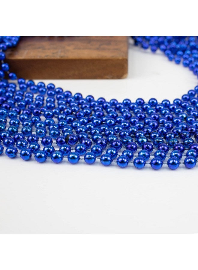 12 Pack Mardi Gras Beads Necklace Metallic Royal Blue Beaded Necklace Mardi Gras Throws Party Beads Costume Necklaces