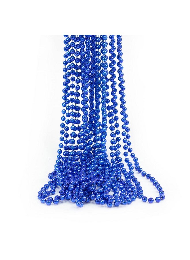 12 Pack Mardi Gras Beads Necklace Metallic Royal Blue Beaded Necklace Mardi Gras Throws Party Beads Costume Necklaces