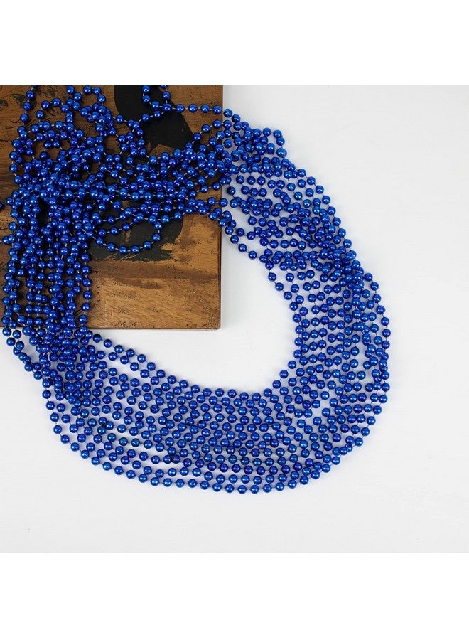 12 Pack Mardi Gras Beads Necklace Metallic Royal Blue Beaded Necklace Mardi Gras Throws Party Beads Costume Necklaces