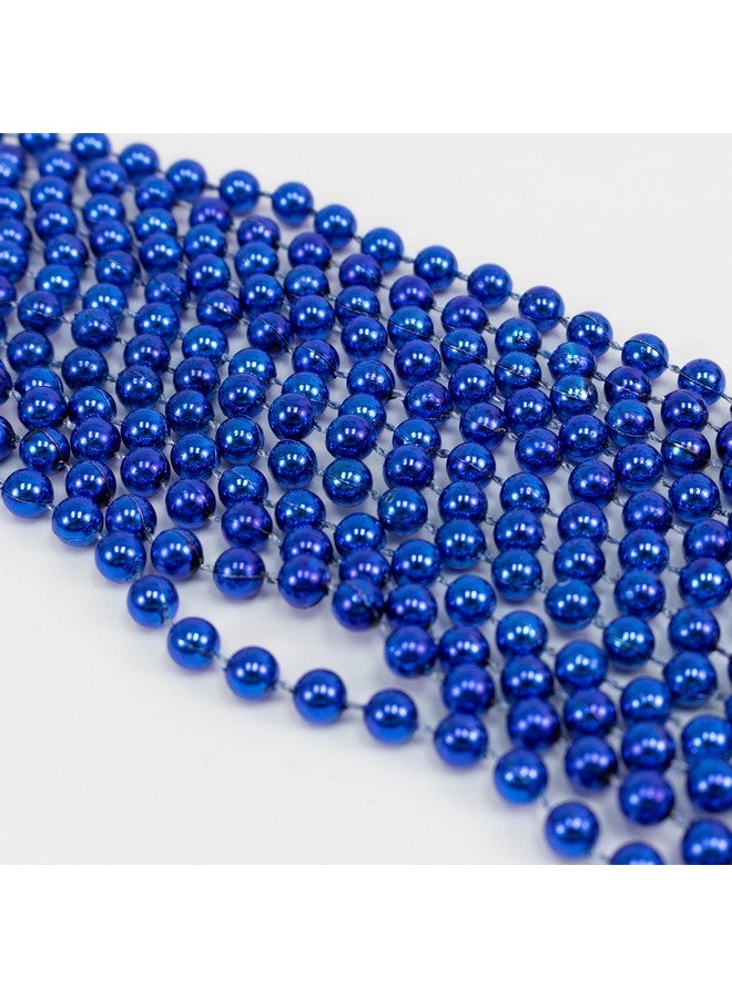 12 Pack Mardi Gras Beads Necklace Metallic Royal Blue Beaded Necklace Mardi Gras Throws Party Beads Costume Necklaces