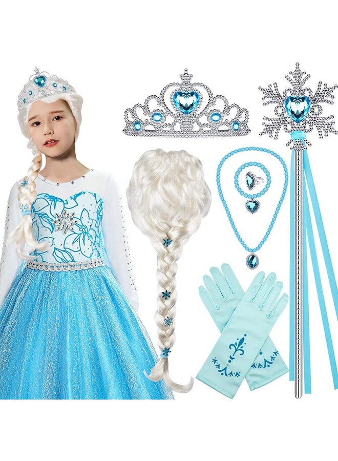 Elsa Wig Frozen Elsa Braid With Princess Tiara Princess Elsa Dress Up Costume Accessories For Kids Girls