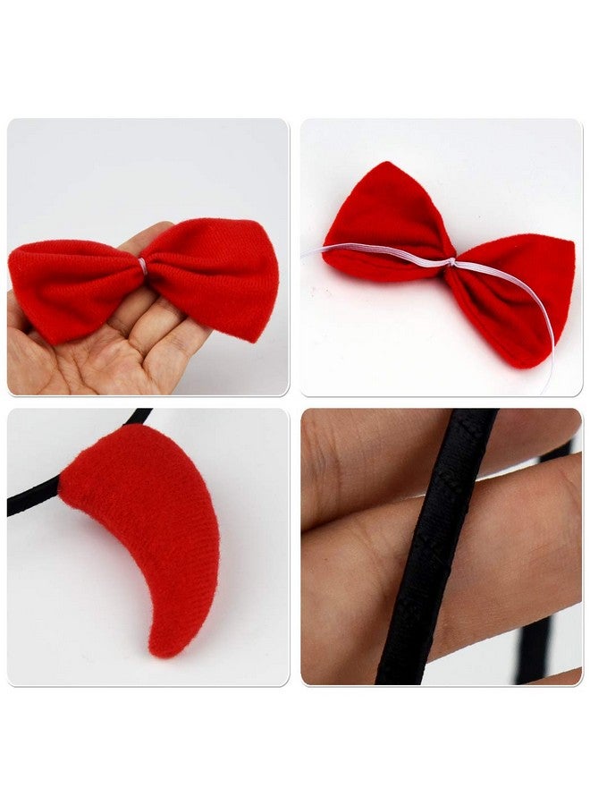 Halloween Devil Costume Set Devil Horn Headband Red Devil Tail Bowtie Devil Red Pitchfork Demon Cosplay Hair Hoop Accessories For Carnival Themed Party Prop Costume Decoration