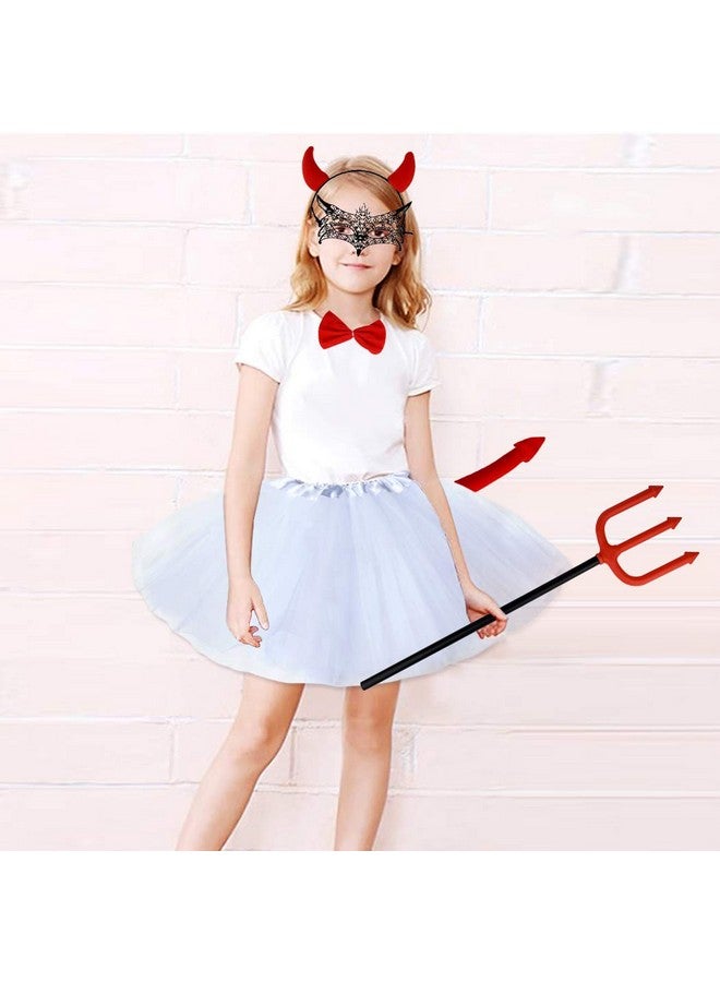 Halloween Devil Costume Set Devil Horn Headband Red Devil Tail Bowtie Devil Red Pitchfork Demon Cosplay Hair Hoop Accessories For Carnival Themed Party Prop Costume Decoration