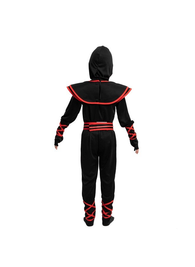 Halloween Red Ninja Muscle Costume Deluxe Set For Boys Unisex Kungfu Outfit For Kids 314Yr With Foam Accessories (Small 57 Yrs)