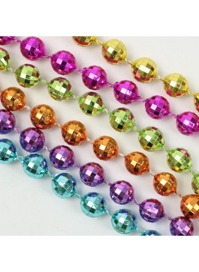 12 Pack Mardi Gras Beads Necklace Metallic Assorted Neon Color Disco Ball Beaded Necklace Mardi Gras Throws Party Beads Costume Necklaces