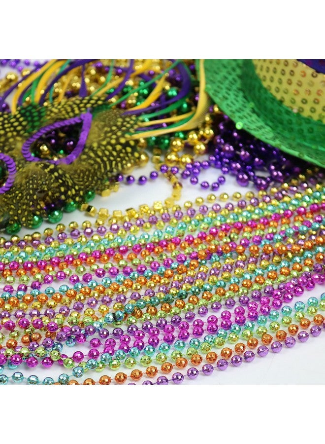 12 Pack Mardi Gras Beads Necklace Metallic Assorted Neon Color Disco Ball Beaded Necklace Mardi Gras Throws Party Beads Costume Necklaces