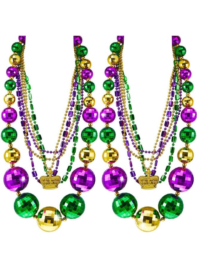 2 Set 50 Jumbo Ball Mardi Gras Beads Necklaces And Assorted Costume Necklace Metallic Beaded Necklace Party Mardi Gras Decoration For Festival Parades Celebrations Carnival (Classic)