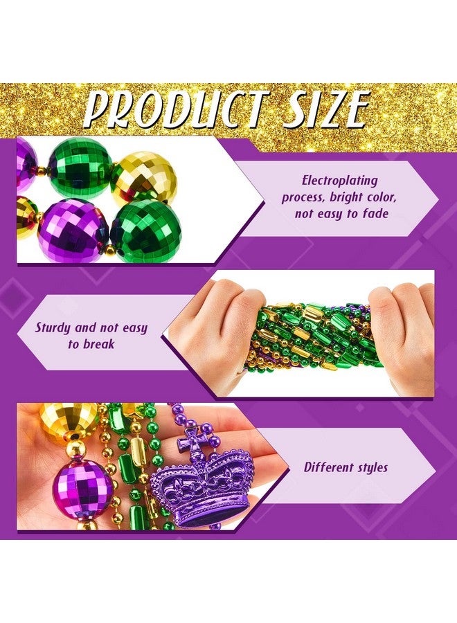 2 Set 50 Jumbo Ball Mardi Gras Beads Necklaces And Assorted Costume Necklace Metallic Beaded Necklace Party Mardi Gras Decoration For Festival Parades Celebrations Carnival (Classic)