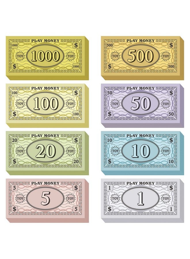 800 Pieces Replacement Play Money Set Prop Money Game Money Play Money For Kids Board Games 8 Denominations: $1000 500 100$ 50 20 10$5 1