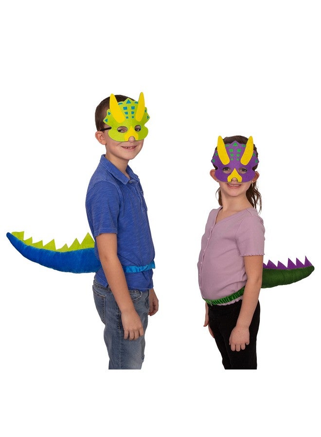 Dragon Costumedragon Party Set 6 Dragon Tails & 6 Dragon Masks For Kids Dinosaur Costume Dino Theme Party