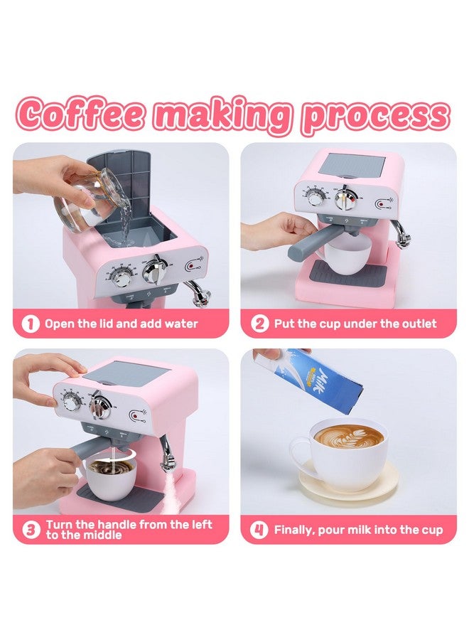 Toy Coffee Set Kids Coffee Maker Toy With Sound & Light Realistic Steam Play Kitchen Set With Play Food Toddler Play Kitchen Accessories Gift For Girls And Boys