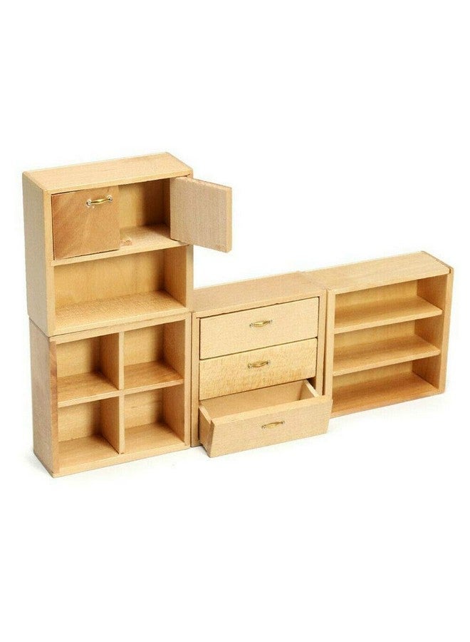 1:12 Dollhouse Miniature Furniture Accessories Wooden Cabinet Cupboard Closet Various Styles Of Furniture 4 Part Set Arbitrary Placement