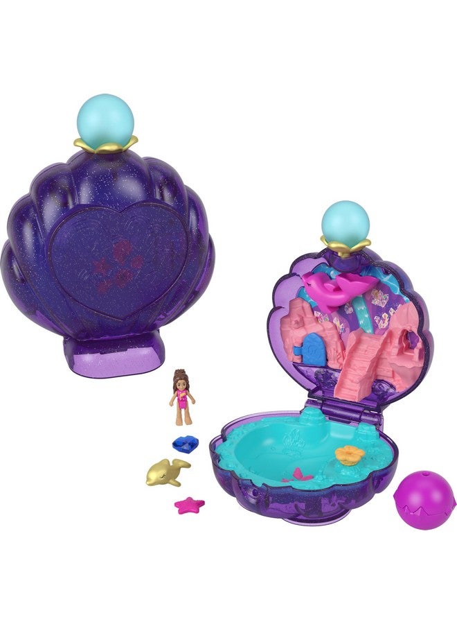 Dolls & Accessories Travel Toy With Water Play Underwater Lagoon Shell Compact With Micro Doll & Ocean Pet