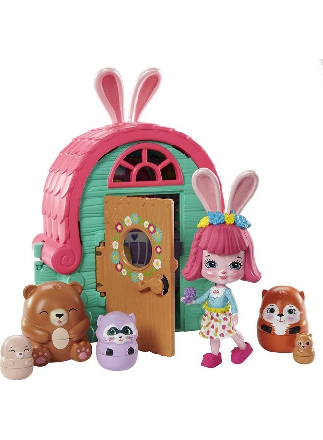 Bree Bunny Cabin (5.8In) With 1 Doll (3.5In) 5 Animal Figures And 1 Food Accessory Harvest Hills Collection Great Toy For Kids Ages 3 And Up