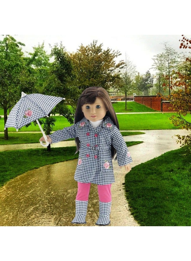 18 Inch Doll Clothes & Accessories 5Pc Raincoat Outfit Gift Set Including Matching Rain Boots And Working Umbrella