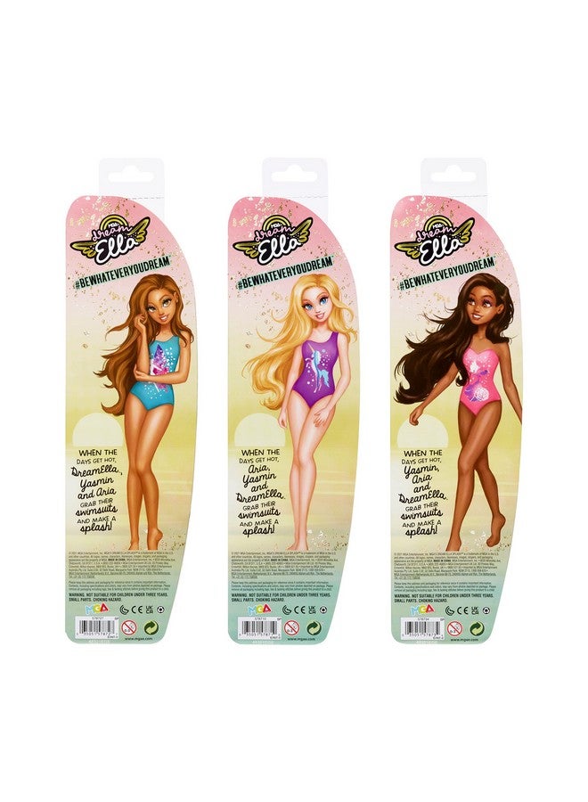 Entertainment Dream Ella Splash Doll 3 Pack Dreamella Aria And Yasmin 11.5 Long Hair Doll In Teal Purple Pink Swimsuit With Fantasy Graphic Great Gift Toy For Kids Ages 3 4 5+