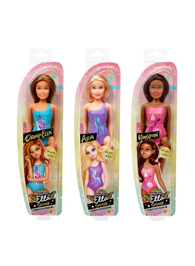 Entertainment Dream Ella Splash Doll 3 Pack Dreamella Aria And Yasmin 11.5 Long Hair Doll In Teal Purple Pink Swimsuit With Fantasy Graphic Great Gift Toy For Kids Ages 3 4 5+