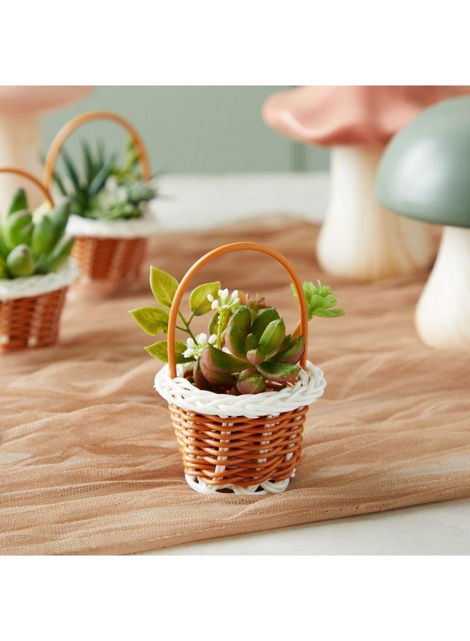 24 Pack Mini Woven Baskets With Handles Bulk Miniature Baskets For School Projects Mini Wicker Baskets For Party Favors Tiny Baskets For Crafts Picnic 2X3 Inch