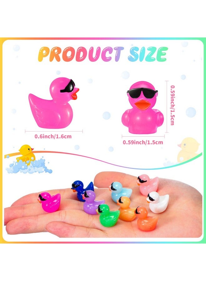Mini Resin Duck With Sunglasses Tiny Ducks Bulk Tiny Colorful Duck Figures Miniature Dollhouse Accessories Diy Craft Toys For Birthday Gift Micro Fairy Landscape Aquarium Potted (250 Pcs)