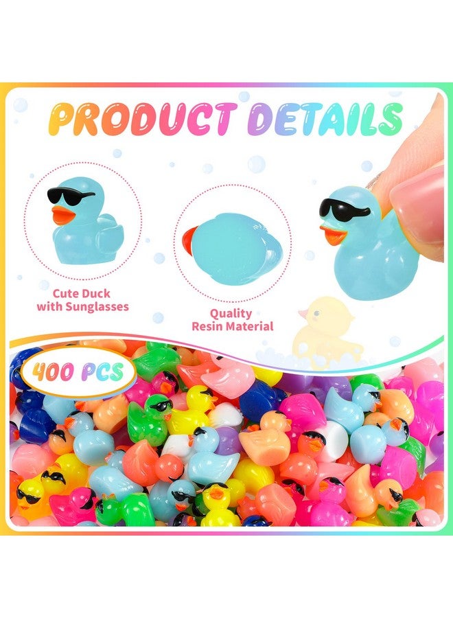 Mini Resin Duck With Sunglasses Tiny Ducks Bulk Tiny Colorful Duck Figures Miniature Dollhouse Accessories Diy Craft Toys For Birthday Gift Micro Fairy Landscape Aquarium Potted (250 Pcs)