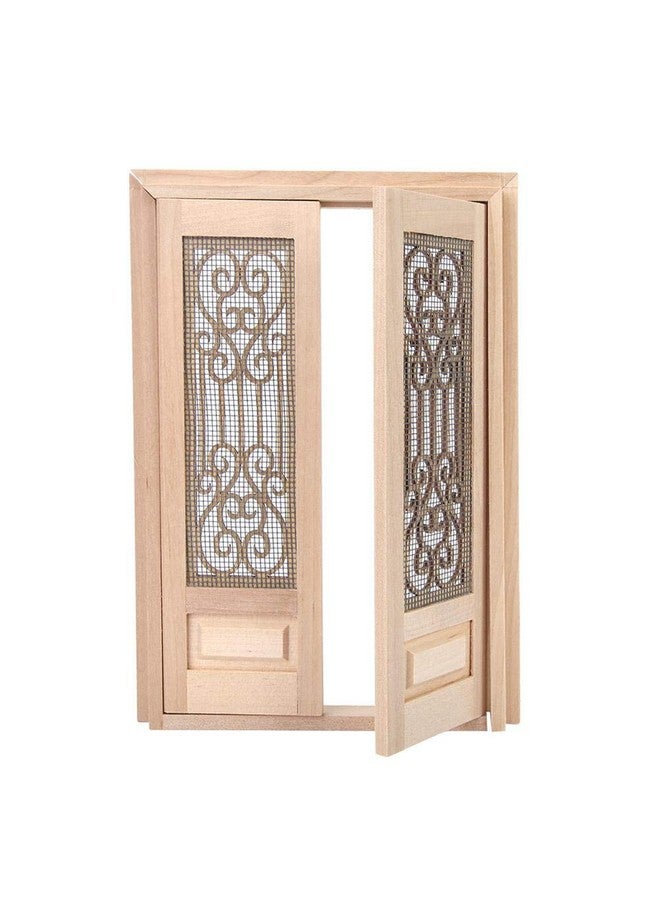 Doll Door 1:12 Dollhouse Furniture Miniature Diy Hollow Wooden Door Set Wood Exterior Door Excellent Furniture Model