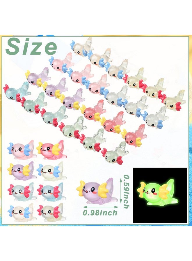 24 Pcs Luminous Mini Resin Axolotl Charm Axolotl Tiny Animal Figurine Axolotl Charm Tiny Resin Animals For Diy Landscape Garden Dollhouse Birthday Party Decoration Ornament 8 Colors