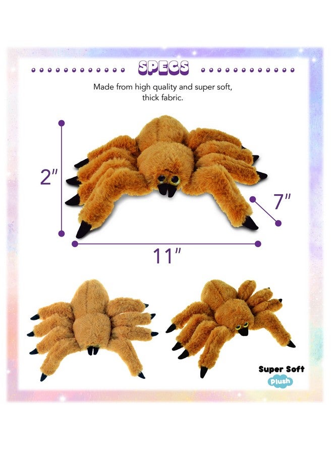 Dollibu Plush Spider Stuffed Animal Soft Huggable Brown Spider Adorable Playtime Plush Toy Cute Desert Animals Cuddle Gift For Kids & Adults 11 Inch