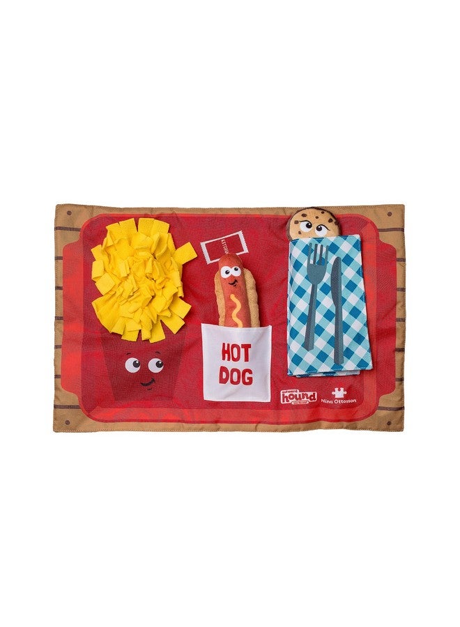 Nina Ottosson Activity Matz Fast Food Fun Plush Dog Puzzle Mat Dog Enrichment Dog Toy Level 2 Intermediate Multicolored