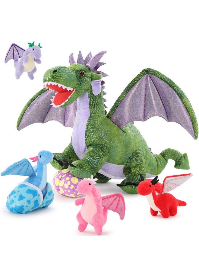 Dragon Plush Stuffed Animal Familygiant Mom Dragon Plush Toy With Babies Insidelarge Green Stuffed Dragon Bulk For Kid Toddler Birthday Gift