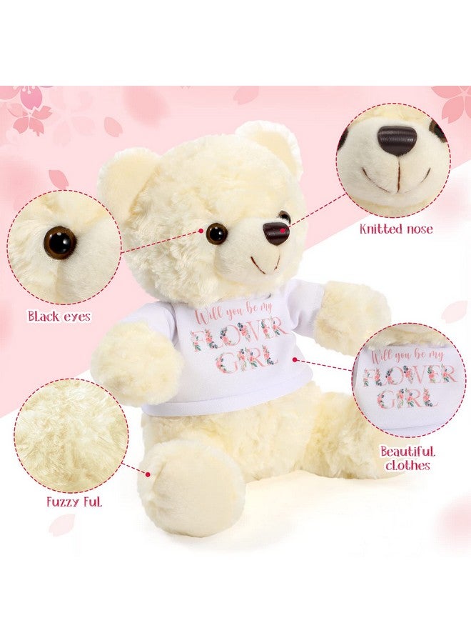 2 Pieces Wedding 10 Inch Bear Stuffed Animal Will You Be My Flower Girl Ring Boy Proposal Gifts From Bride Groom With Clothing For Wedding Proposal Anniversary Party (Flower Girl Ring)