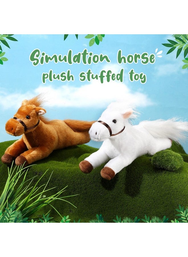 4 Pcs Stuffed Horse Toy 8 Inch Horse Plush Stuffed Horse Animals Cute Plush Horse Assorted Stuffed Horse Toy Brown Plush Animals Gifts Party Favors Supplies Decoration (Lying Style)