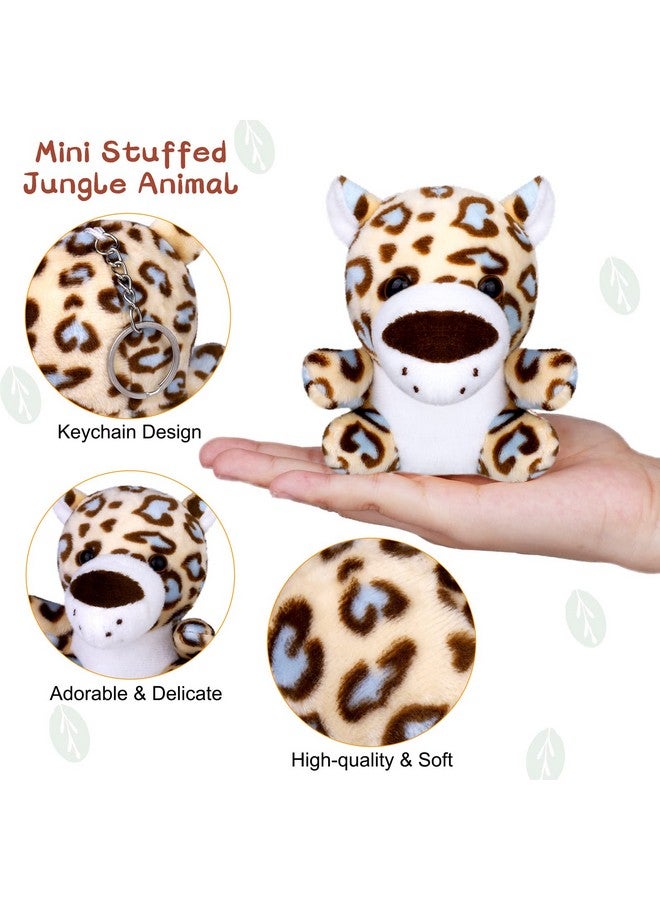 14 Pieces Safari Mini Jungle Animal Plush Toys Small Stuffed Forest Animals Plush Toys 3.75 Inch Keychain Decorations For Animal Themed Parties Goody Bags Filler Favors (Sitting)