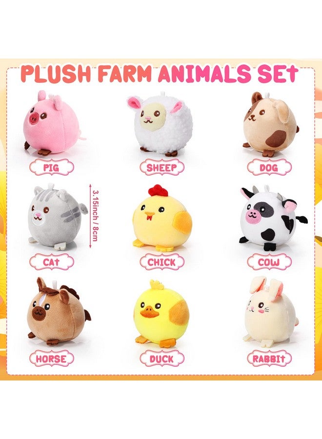 9 Pcs Mini Plush Stuffed Animals Bulk 3.15 Inch Cute Soft Decompress Animals Plush Toys For Kids Baby Shower Birthday Charity Donation Gifts Classroom Prizes(Farm Animals)