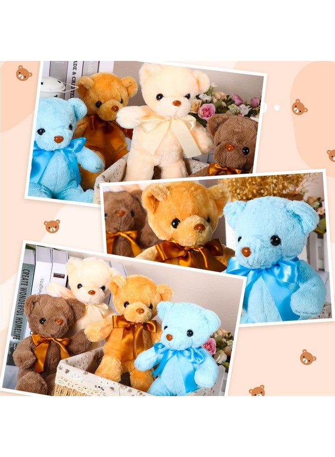 10 Pieces Bears Bulk Stuffed Animals Soft Plush Toy Valentines Day Gift Bears With Ribbon Bow For Boys Girls Birthday Wedding Baby Shower Bears Party Favor(Delicate Colors)