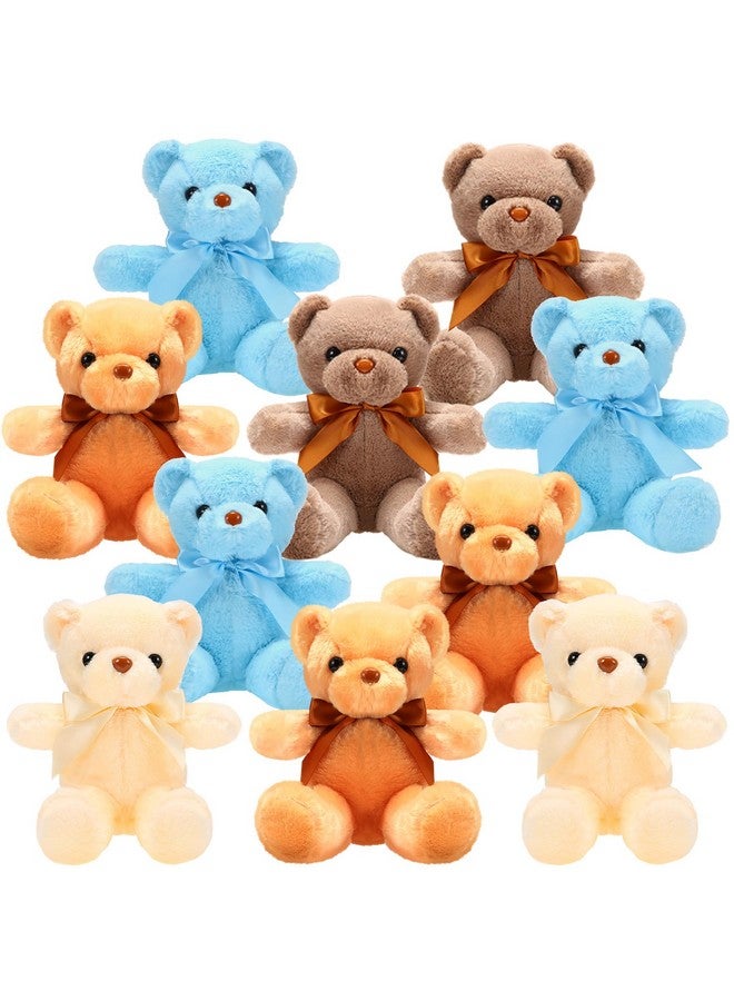 10 Pieces Bears Bulk Stuffed Animals Soft Plush Toy Valentines Day Gift Bears With Ribbon Bow For Boys Girls Birthday Wedding Baby Shower Bears Party Favor(Delicate Colors)