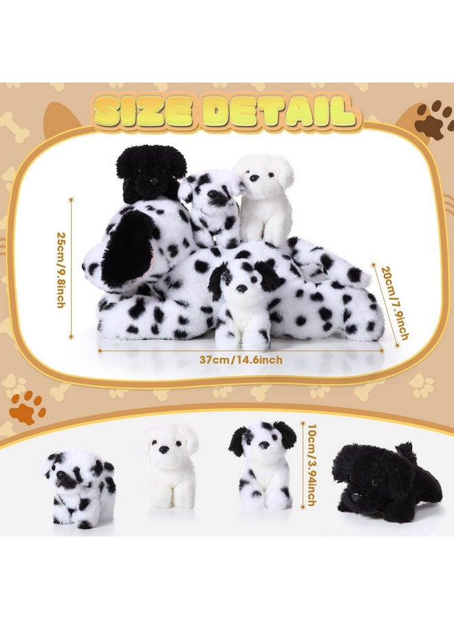 5 Pieces Dog Stuffed Animal Puppy Stuffed Animal 1 Big Mommy Dog With 4 Mini Baby Cute Soft Plush Dog Stuffed Dog With Puppies For Birthday Children'S Party (Dalmatians)