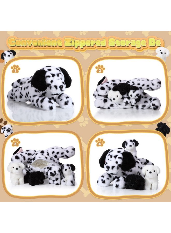 5 Pieces Dog Stuffed Animal Puppy Stuffed Animal 1 Big Mommy Dog With 4 Mini Baby Cute Soft Plush Dog Stuffed Dog With Puppies For Birthday Children'S Party (Dalmatians)